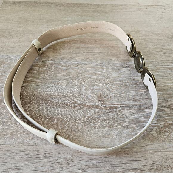 Vintage Etienne Aigner Cream Leather Slide Adjustable Belt sz Large Boho Casual - Picture 5 of 7